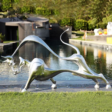 Garden Decor Modern Metal Art Abstract Stainless Steel Bull Statues