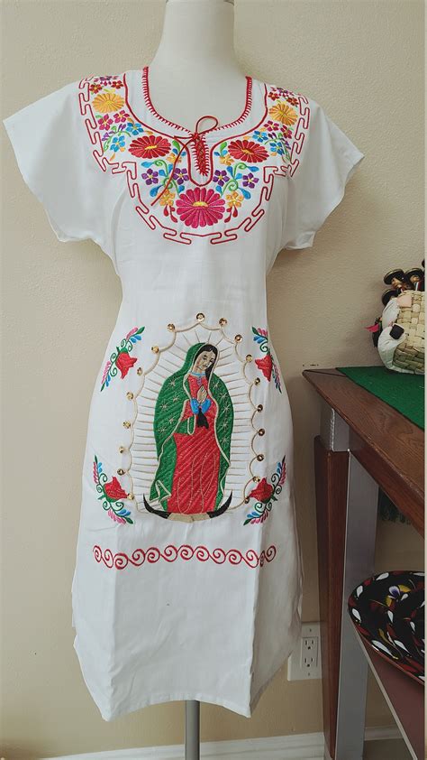 vestido bordado virgen de guadalupe embroidery dress virgen de etsy
