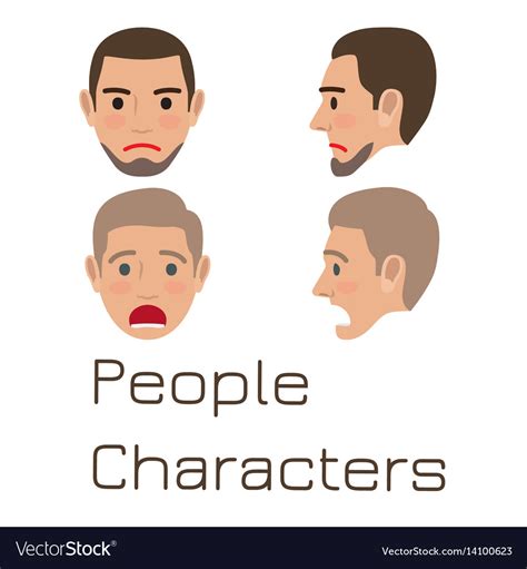 Man Emotive Faces Collection Flat Royalty Free Vector Image