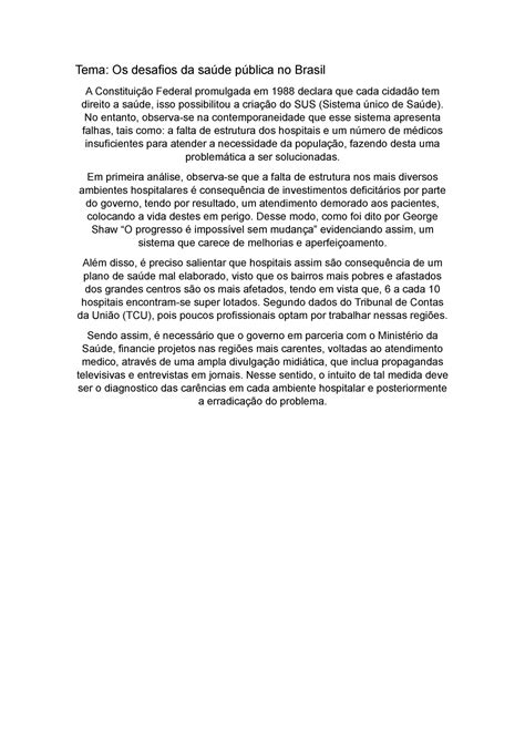 Os Desafios Da Saude Publica No Brasil Redação