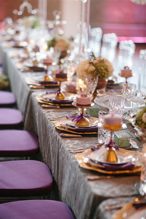 Purple And Gold Wedding Table Setting Weddings Pinterest