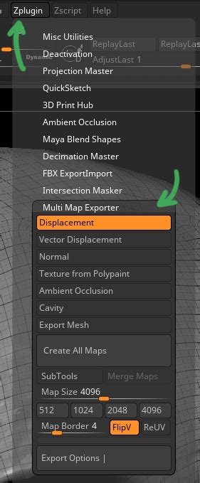 Extracting A 32bit Displacement Map From Zbrush Cave Academy