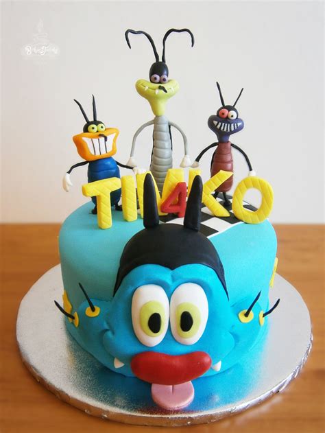 On any given day, oggy might be subjected to meal theft. Oggy and the cockroaches cake | Fondant cakes, Boy ...