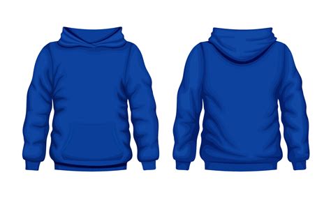 Blue Hoodie Front And Back Views Sweater Cotton Hooded Fashion