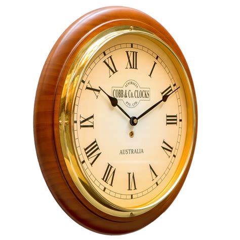 Round Roman Numeral Wooden Wall Clock Antique 32cm