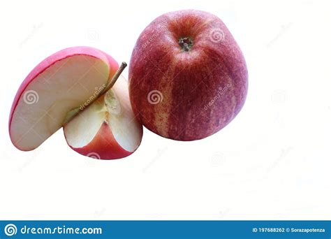 Red Apple And Slices Fruits Or Vegetables With Copy Space Isolated