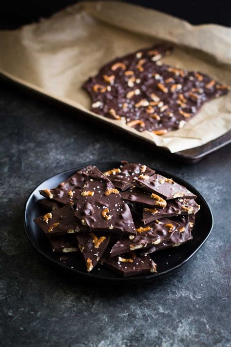 Dark Chocolate Pretzel Bark With Sea Salt Wyldflour Recipe Chocolate Bark Salty Sweet