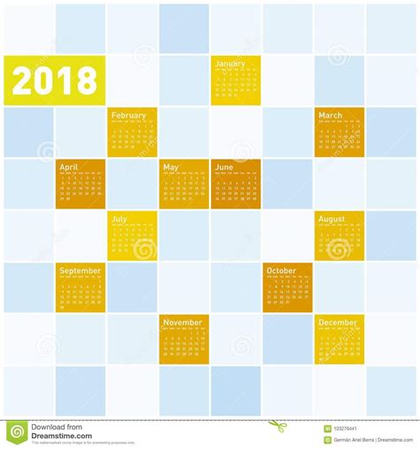 Colorful Calendar For Year 2018 Stock Vector Illustration Of Vector