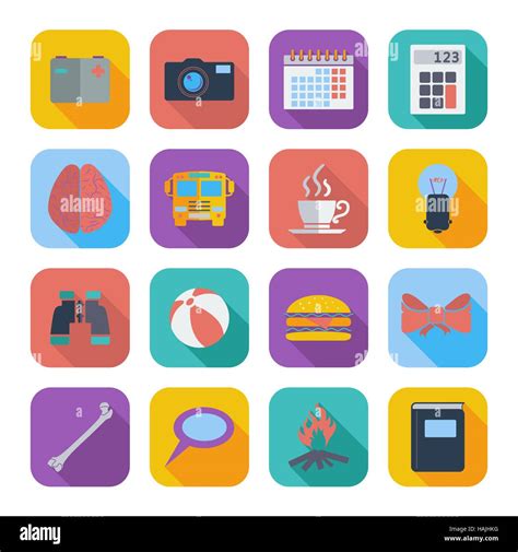 Color Flat Icons For Web Design And Mobile Applications Set 4 Vector