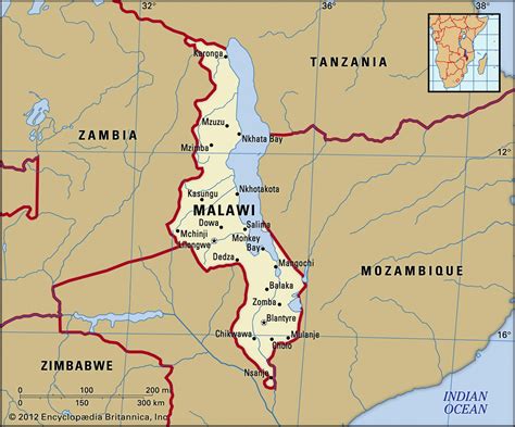 Map Of Malawi And Geographical Facts Where Malawi Is On The World Map