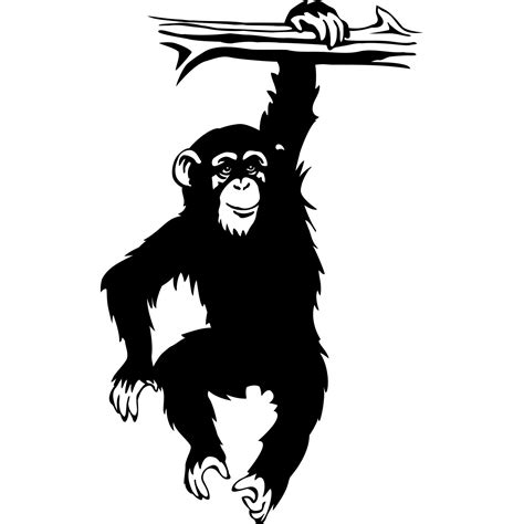 Monkey Hanging From Branch Chimp Ape Animal Wall Sticker Decal