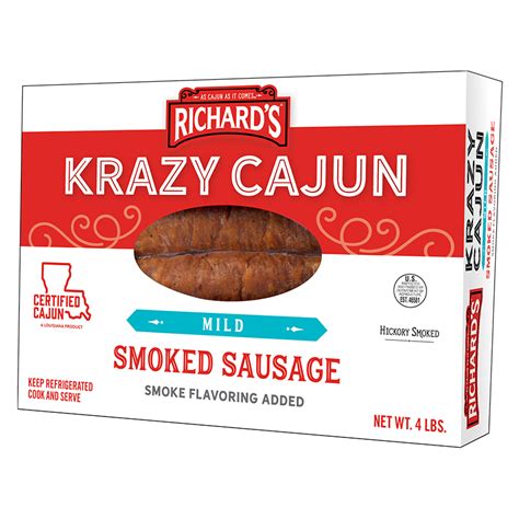 4lb Mild Krazy Cajun Smoked Sausage Richards Cajun Foods
