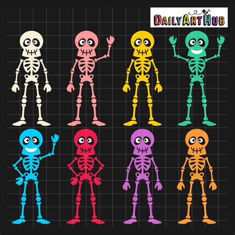 Halloween Funny Skeletons Clip Art Set Daily Art Hub Graphics Alphabets And Svg Art Hub