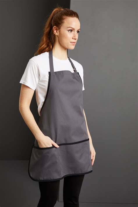 contrast short bib apron graphite black simon jersey