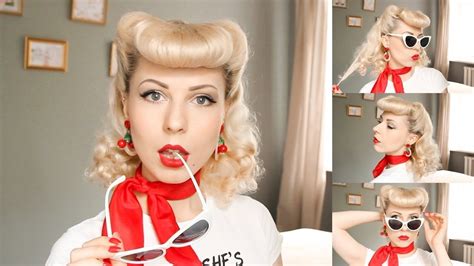 1950s bumper bangs and victory rolls coiffure tutorial l clasic rockabilly pinup roll hairstyle
