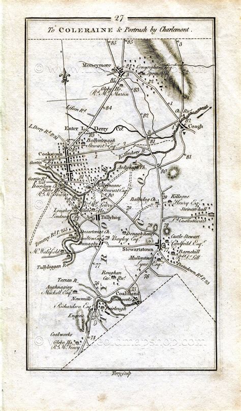 1778 Taylor And Skinner Antique Ireland Road Map 27 28 Coalisland