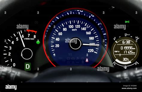 Car Dashboard Speedometer Moving In High Speed Stock Photo Alamy