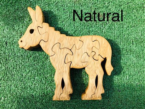 Wooden Animal Puzzle Donkey Scroll Saw Puzzle Handmade Etsy