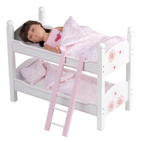 18 Inch Doll Floral Bunk Bed Furniture Including Quilted Bedding And