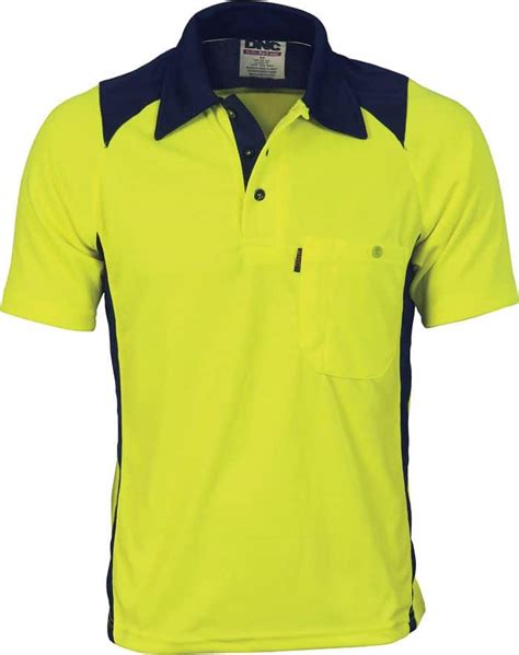 Mens Hi Vis Short Sleeve Cool Breathe Action Polo Shirt 100 Polyester