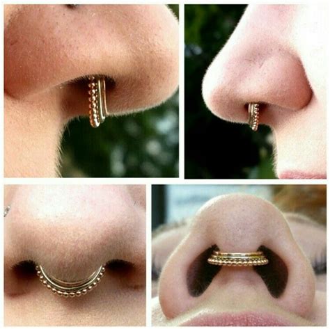 Healed Septum Piercing With Custom Zara Septum Clicker Stacked Ring From Bvla Body Vision Los
