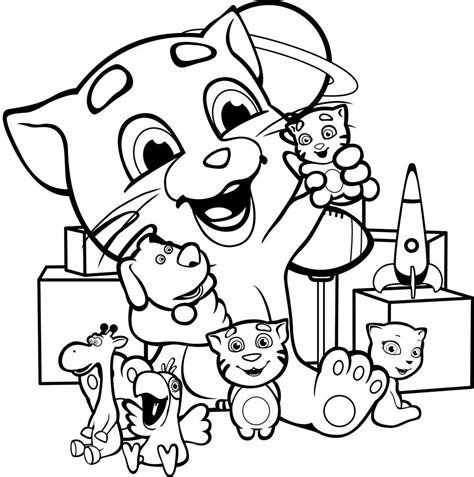 Talking Tom Cat Coloring Pages 9 Printable Sheets Simple To Draw
