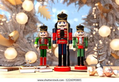 Nutcracker Decorated Christmas Background3d Rendering Stock