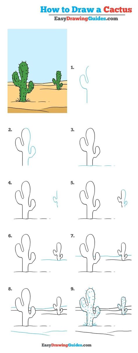Fisrt draw the center of the flower wich is an oval shaped spot. How to Draw a Cactus - Really Easy Drawing Tutorial ...
