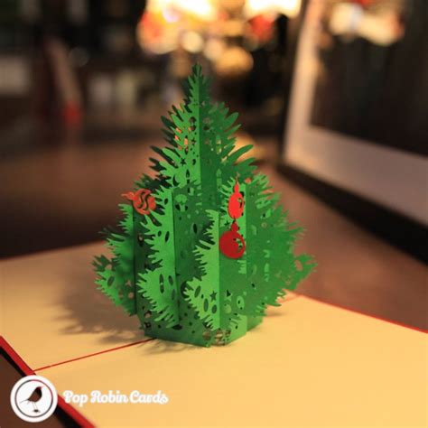 3d pop up christmas cards. Christmas Tree with Baubles Handmade 3D Pop-Up Card | Pop Robin Cards UK | 3D Pop Up Cards