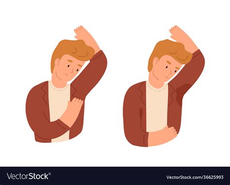 Man With Smelly And Sweaty Armpits And Sweat Odor Vector Image