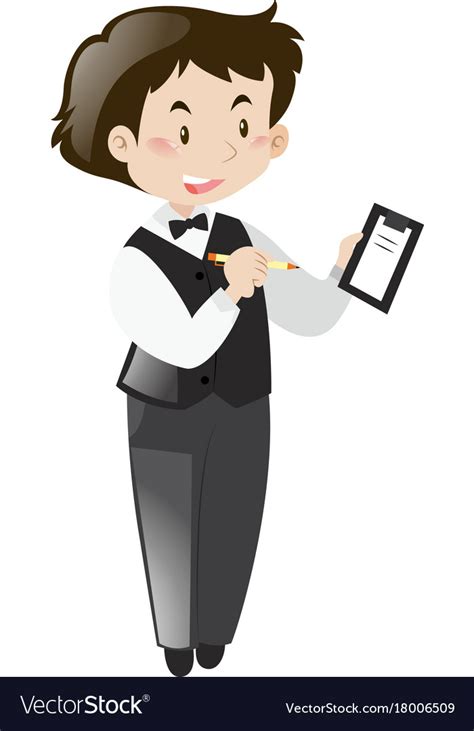 Male Waiter Taking Order Royalty Free Vector Image