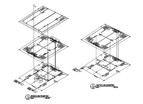Sewer And Water Line Isometric Elevation Drawing Dwg File Cadbull My