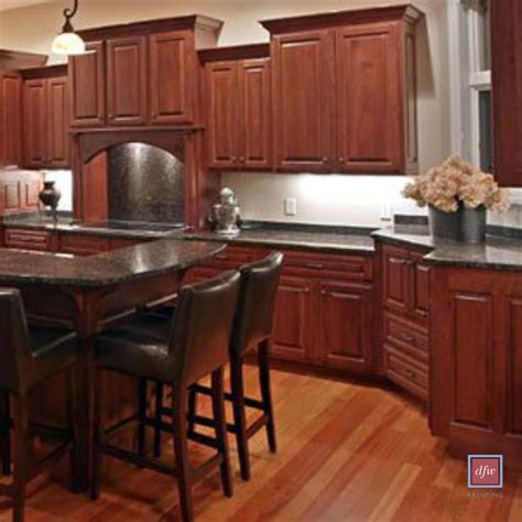 Our dark wood cabinets are behind the times. Beautifully and professionally stained kitchen cabinets by ...