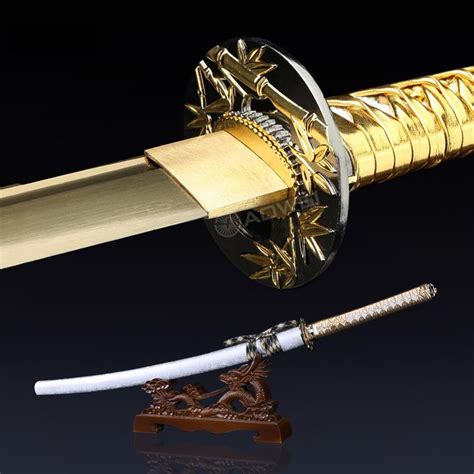 Golden Katana Handmade Japanese Katana Sword With Golden Blade And