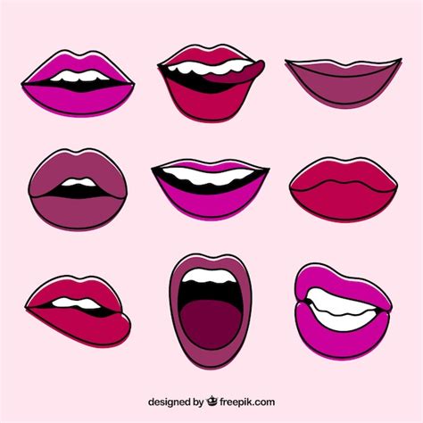 Collection Of Hand Drawn Lips Vector Free Download