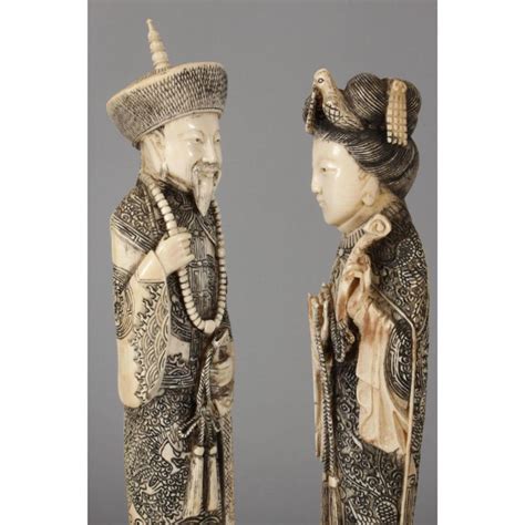 Pair Of Chinese Ivory Emperor And Empress Figures