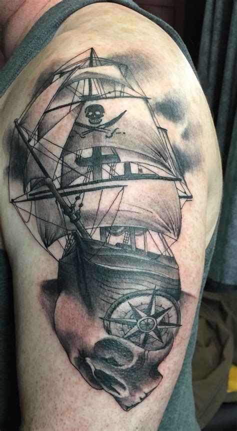 my pirate ship tattoo love the compass going to add more for a pirate tattoo sleeve ship