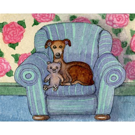 Greyhound Whippet Dog Teddy Bear 5x7 And 8x10 Print Poster Etsy