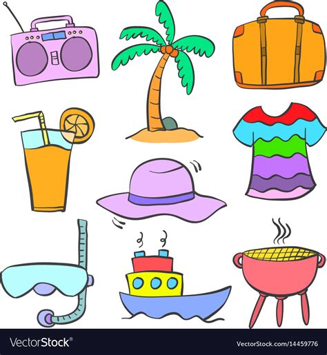 Doodle Of Cartoon Object Summer Royalty Free Vector Image