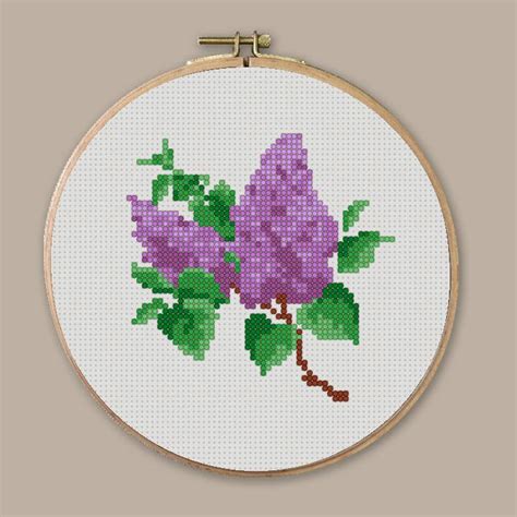 The first two patterns (flower and tulip with face) work well as a bookmark on 11 or 14 count aida cloth (though those counts are a bit harder for the kids to use as the stitches are smaller). Lilac flowers cross stitch pattern easy small cross stitch ...