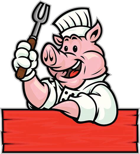 Best Cartoon Of The Bbq Pig Illustrations Royalty Free Vector Graphics