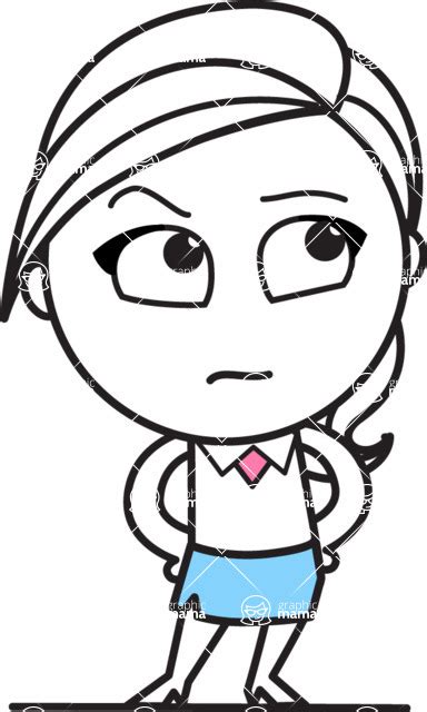 Cute Black And White Girl Cartoon Vector Character Aka Heidy Roll Eyes Graphicmama