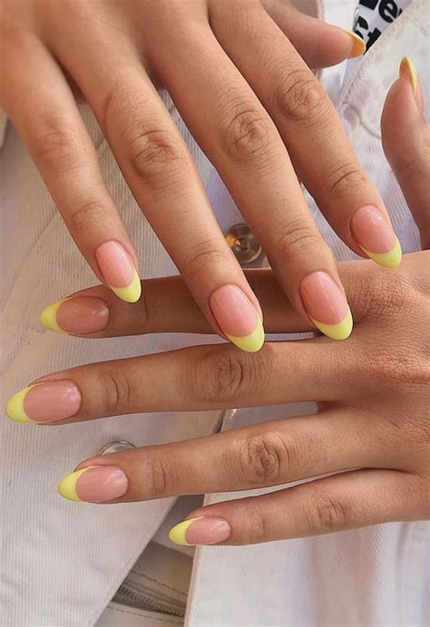25 Cute Coloured French Tip Nail Ideas Pastel Yellow Tip Nails