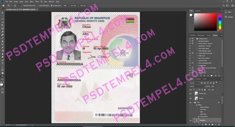 Mauritius Id Card Template Psd Fake Fully Editable High Quality