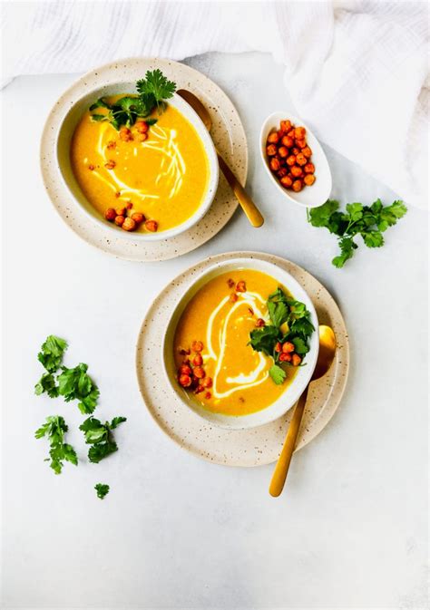Golden Cauliflower Soup With Crispy Chickpeas Yes To Yolks