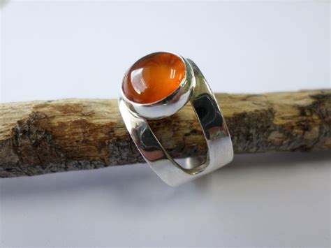 Handmade Sterling Silver Ring With Natural Carnelian Gemstone