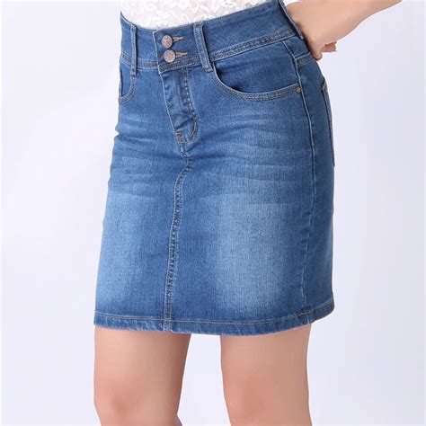2017 Denim Skirt Plus Size Denim Slim Summer Fashion Denim Skirt Ladies Pockets Hip Cowgirl