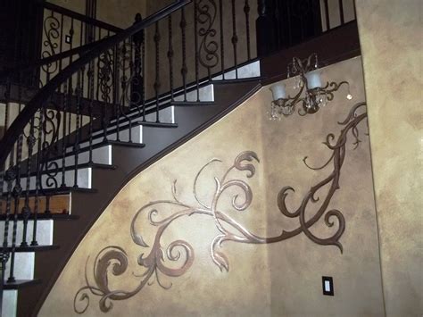 Hand Painted Scrolling Vine Design Wall Paint Designs