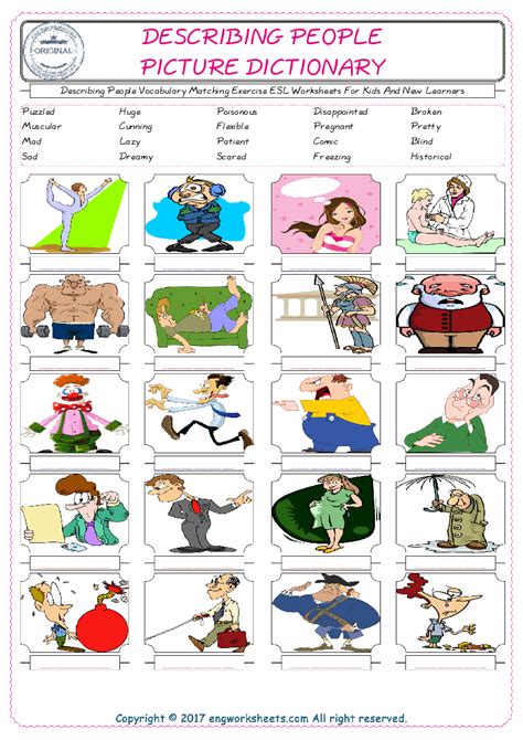 Describing People English Esl Vocabulary Worksheets Engworksheets