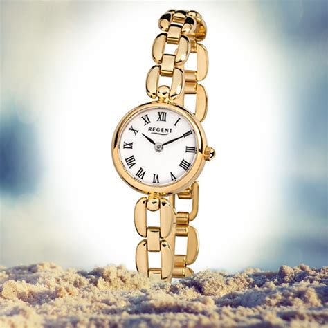 Regent Damen Armbanduhr Quarz Uhr Mini Stahl Armband Gold Urf Urf